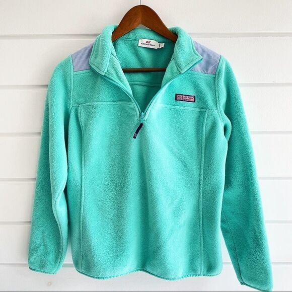 Vineyard Vines Seersucker Stripe Shoulder Shep Fleece Pullover Sweatshirt Small - Picture 2 of 14